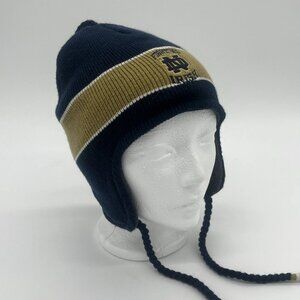 Notre Dame Fighting Irish ND Puma Beanie Lined Earflap Hat Blue Gold One Size